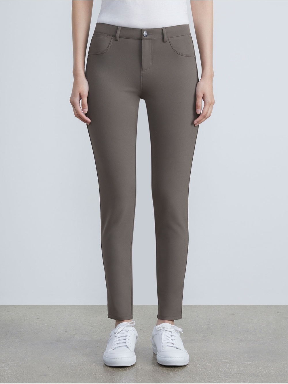 Lafayette 148 Mercer Slim Straight Ankle Pants in Taupe Nougat size 2